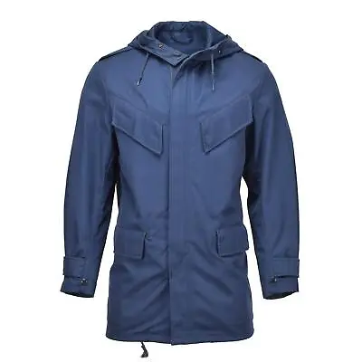 Original Dutch Military Officer Parka Hooded Windproof Army Rain Coat Solid Blue • $43.23