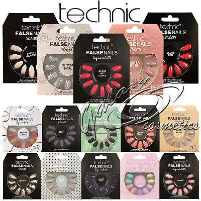 Technic False Nails Tips Full Coverage Set Of 24 + Glue • £4.50