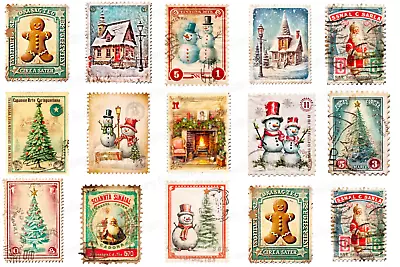 Santa Claus Nostalgia Stamps Muffin Pad Decoration Gingerbread Cookies Edible • £7.71