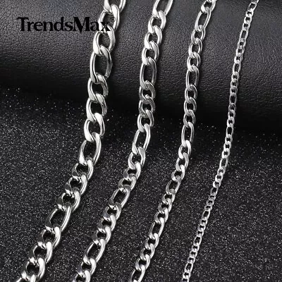 3/5/7/9mm Silver Stainless Steel Figaro Chain Necklace Choker Men Women 16-30  • $5.99