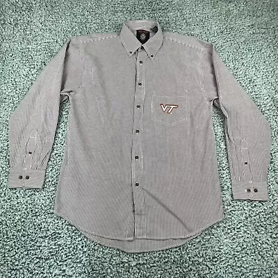 Virginia Tech Hokies Shirt Mens XL Long Sleeve Button Down Burgundy Striped • $14.99