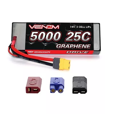 Drive Venom Power Series 25C 2S 5000mAh 7.4V Graphene LiPo RC Battery - Hard ... • $104.09