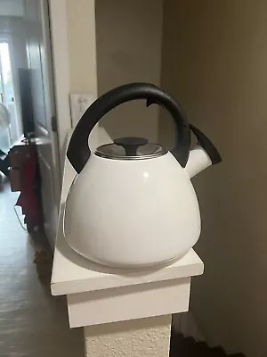 $25 • Buy OXO Click Click Softworks Uplift Pick-Me Up White Enamel Tea Kettle Tea Pot 1.8Q