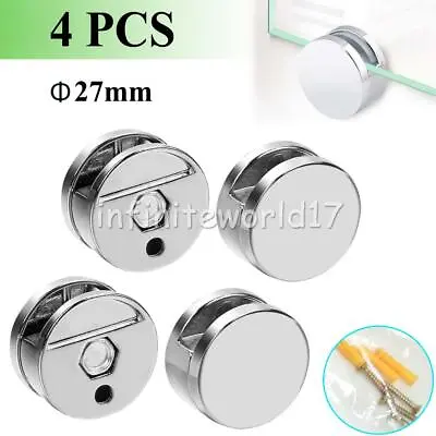 4x Frameless Mirror Fixing Clip Wall Mounting Hanging Bracket For 3-5mm Glass UK • £5.79