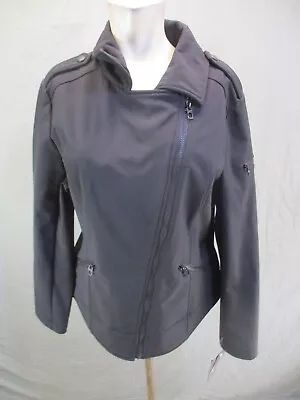 NWT MISS SIXTY Size XL Womens Black Asymmetric Zip Pocket Softshell Jacket 162 • $32.50