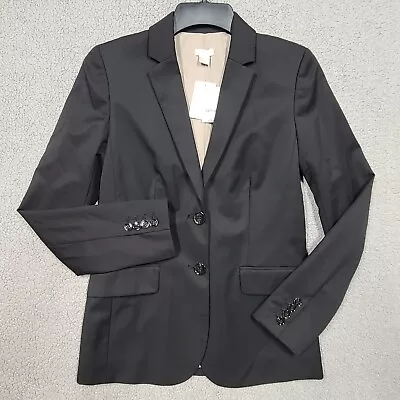 J Crew Jacket Womens 0 Black Wool Blend Lightweight Blazer Business Casual Coat • $48.88