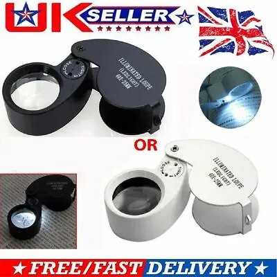 £4.99 • Buy 40 X Magnifying Loupe Jewelry Eye Glass Magnifier LED Light Jewelers Loop Pocket