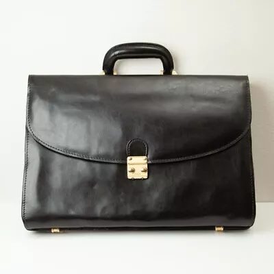 Black Leather Soft Briefcase With Combination Lock • $60