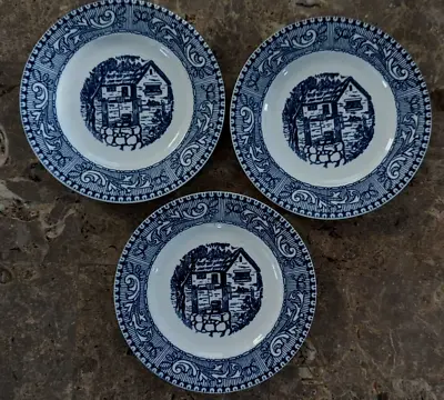 Homer Laughlin 6  Bread & Butter Plate Shakespeare Country Blue Scroll  Set Of 3 • $21.95