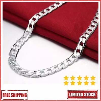 Cuban Chain Necklace 925 Sterling Silver 8mm Curb Link Men Women Jewelry Gift • $6.89