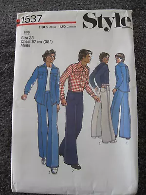 Vintage Sewing Pattern Style No 1537 1970s 1980s Shirt Pants Top Men Trousers • £6.99