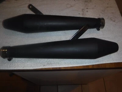 £69.99 • Buy Black Reverse Cone Megaphone Exhaust Silencer Cafe Triton Triumph Custom Pair