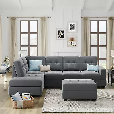 L-Shape Sectional Sofa W/Reversible Chaise Lounge，Storage Ottoman And CupHolders • $1116.92