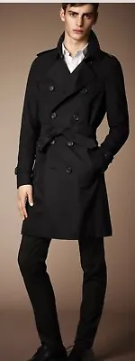 Authentic Burberry Heritage Men Chelsea Black Trench Coat Long US48 • $985