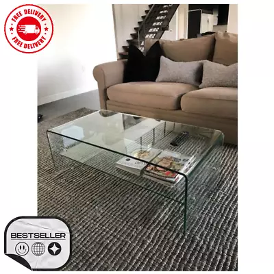 Ramona Glass Coffee Table With Shelf 2024 Trending • $449.99