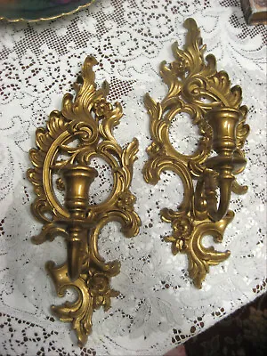 Vintage Pair Of 1962 Syroco Gold Candelabra Wall Sconces #4131 • $45.99