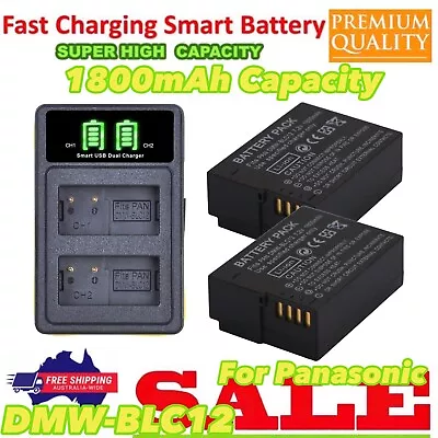 2x DMW-BLC12 E Battery + Charger For Lumix DMC-G85 FZ200 FZ1000 G5 G6 G7 GH2 GX8 • $67.77