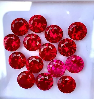 15 Pcs Natural Red Mogok Ruby Round 10.00 MM Certified Treated Loose Gemstone  • $44.49