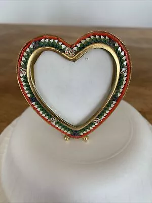 Vintage Micro Mosaic Circular/heart Shaped Floral Picture Frame  Made In Italy • $30