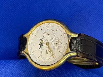 $9500 • Buy 18k Gold Men's Ebel Wristwatch 8k Gold Dial Leather Strap Men's Gift 