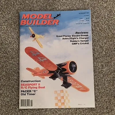MODEL BUILDER Magazine November 1989 Seasport II R/C Flying Boat • $4.92