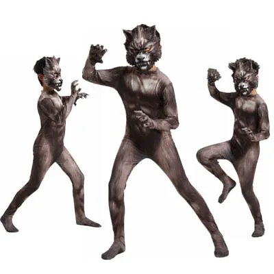 £18.59 • Buy Deluxe Wolf Warrior Boys Mask Dress Halloween Werewolf Animal Child Kid Costume