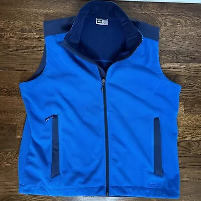 REI Vest Mens  XXL Full Zip Outdoor Lightweight Blue Fleece Casual • $25