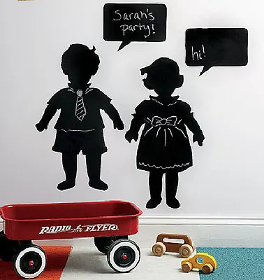 WALLIES VINTAGE KIDS Children CHALKBOARD Wall Stickers 4 Decal Chalk Black Board • $11.95