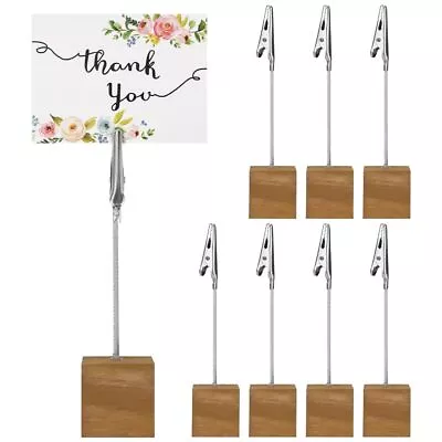 8PC Wooden Memo Clips Holder Picture Holders With Clips Wooden Base Memo Phot... • $16.28