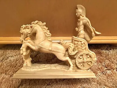 Vintage Antique Roman Gladiator Horse And Chariot Sculpture • $25