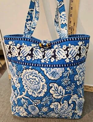 Vera Bradley Women's Blue Lagoon Floral Shoulder Tote Bag GUC • $17.99