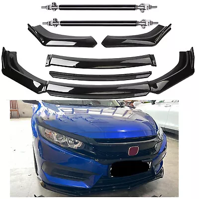 Body Kit Glossy Black For Honda Civic Type R Front Bumper Lip Spoiler Splitter • $69.99