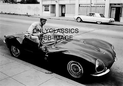 Cool Steve Mcqueen Smoking In Auto Racing Jaguar Sports Car Photo Thunderbird • $13.17