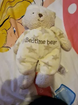 Mothercare Cream Beige Stars My Bedtime Bear Baby Comforters Soft Plush Toy 12  • £15