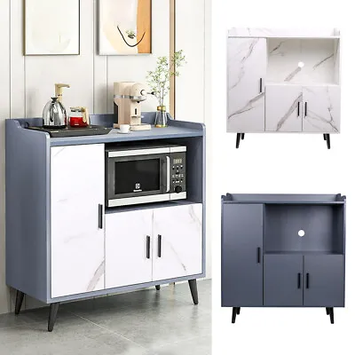 Kitchen Cabinet Storage Sideboard With Microwave Oven Cupboard Solid Wood Legs • £75.95