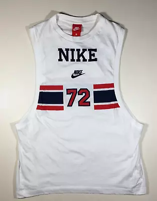 NIKE Air SHIRT MENS LARGE Muscle TANK Top Sportswear 72 Red White Blu SLEEVELESS • $14.15