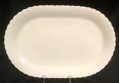 MIKASA A7050 WHITE SILK Bone China 14 7/8  OVAL SERVING PLATTER Lovely Condition • $36