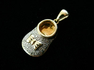 $139.99 • Buy Women's 0.70 Ct Pave Diamond Baby Shoe Pendant 14K Yellow Gold Finish Free Chain