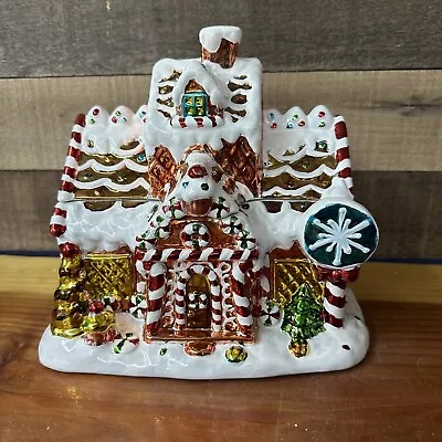 David's Cookies Christmas Candy/Gingerbread House Cookie Jar Metallic Style  • $70