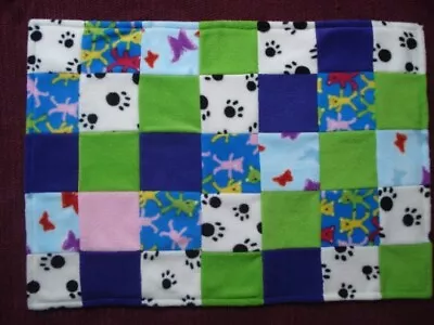 Double Sided Fleece Baby Blanket Quilt Handmade From Fleece Squares • £10