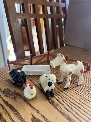 Vintage 1967 Fisher Price Little People Play Family Farm Cow Pig Sheep Chicken • $8.99