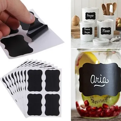 Black Chalkboard Blackboard Chalk Board Stickers Crafts Kitchen Jar Tags Labels • £2.76