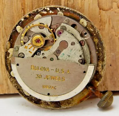 Vintage 1960 Bulova 10BZAC 30 Jewel Automatic Watch Movement With Dial & Crown • $49