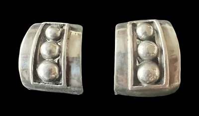 Margot De Taxco Mexican Sterling Silver Ball Ribbon Art Deco Earrings No. 5247 • $295