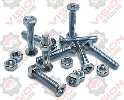 M3 M4 M5 Machine Screws Pozi Countersunk Bolts And Nuts Zinc • £2.99