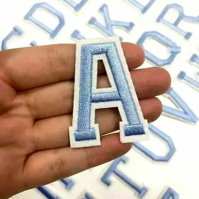 £1.19 • Buy Baby Blue Letter Patch Patches Iron On Sew On Retro Alphabet Embroidery Clothes
