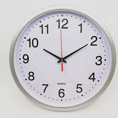 Round Wall Clock Simple Bedroom Kitchen Clocks Quartz Sweep Movement Office Home • £6.95