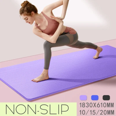 $18.99 • Buy 10/15/20MM Thick Yoga Mat Non-slip Durable Exercise Fitness Pilate Gym Mat Pad