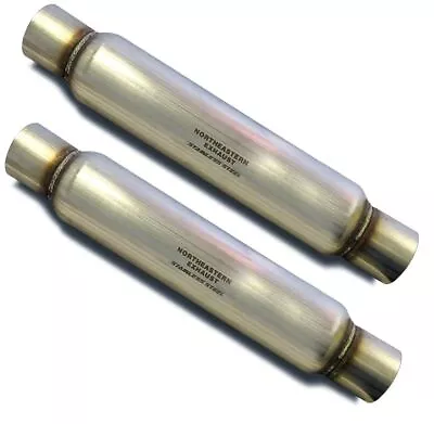 Two 2  Straight Universal Glasspack Muffler / Resonators 23  Long • $69.74