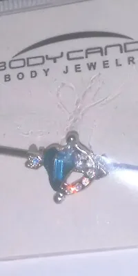$7.99 • Buy Body Candy 14G Industrial Ear Pierce Barbell Body Jewelry Blue Heart Arrow Stone